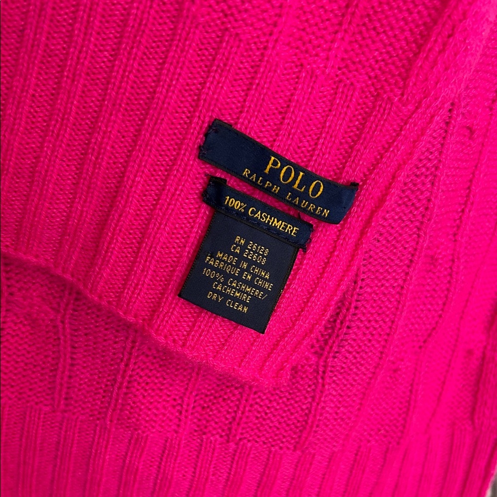 Polo by Ralph Lauren Women's Vivid Pink 100% Cashmere Scarf